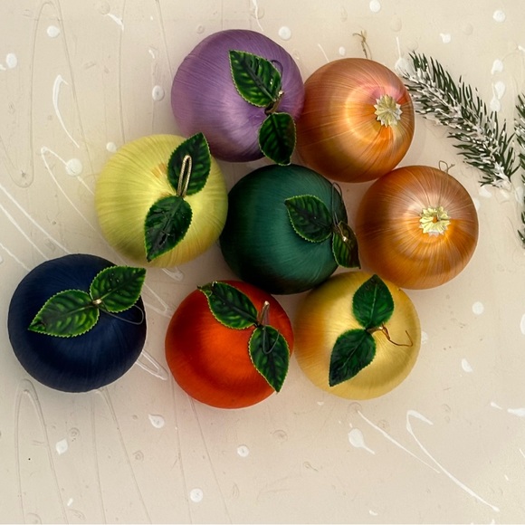 Large Satin Fruits Christmas Ornaments Vintage - Picture 2 of 16